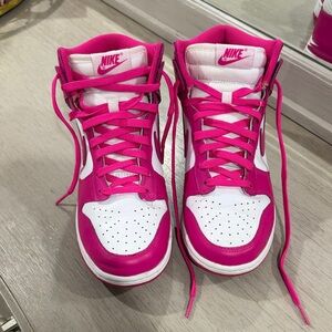 Nike Women's Fuchsia and White High-Top Sneakers